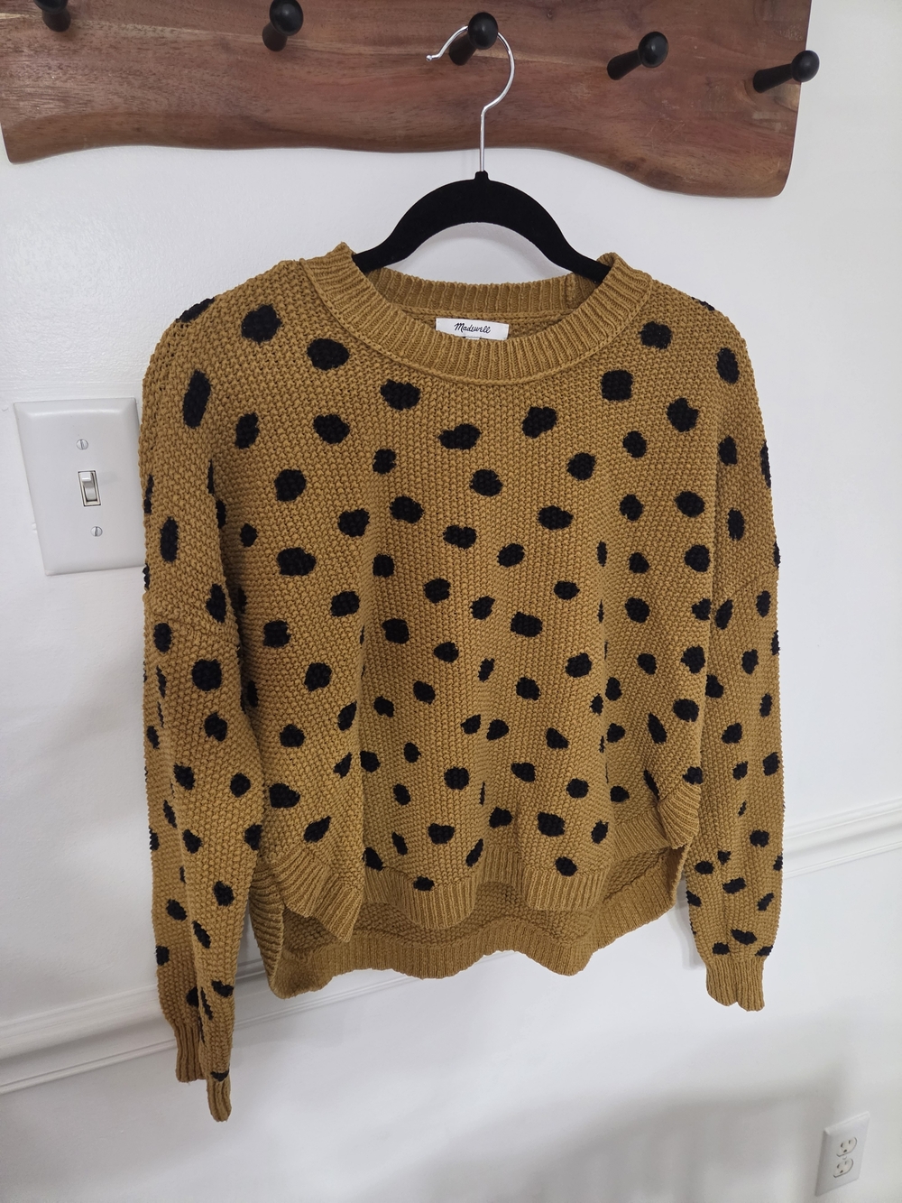 Madewell Mustard Sweater with Black Spot Print
